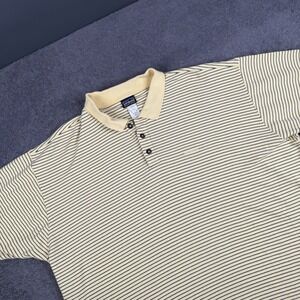 Patagonia Polo Shirt Men's Size 2XL Yellow Striped 100% Organic Cotton Pocket